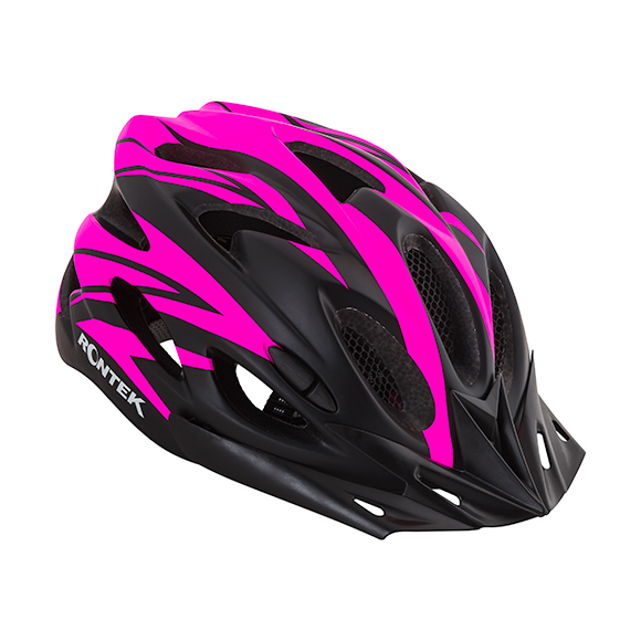 Capacete Adulto In-Mold RT-58 Preto/Rosa Com Led