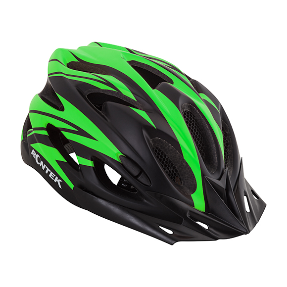 Capacete Adulto In-Mold RT-58 Preto/Verde Com Led