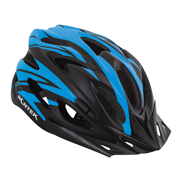 Capacete Adulto In-Mold RT-58 Preto/Azul Com Led