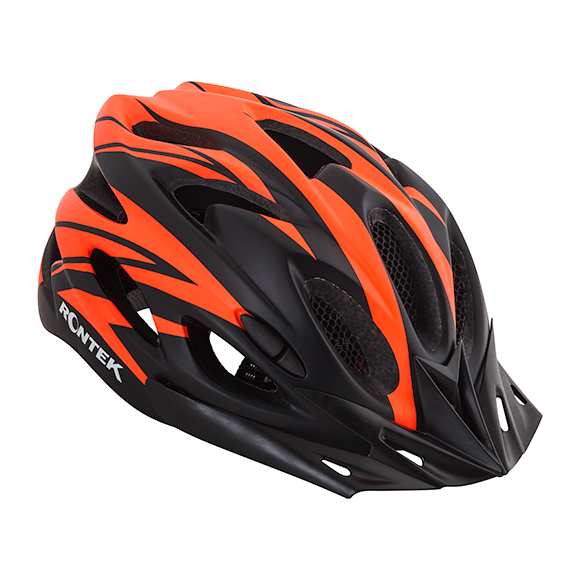 Capacete Adulto In-Mold RT-58 Preto/Laranja Com Led