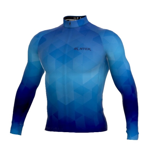 Camisa de Ciclismo RONTEK Classic Manga Longa Azul PP